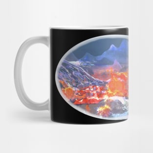 Iceland Volcano Batik Style Painting Mug